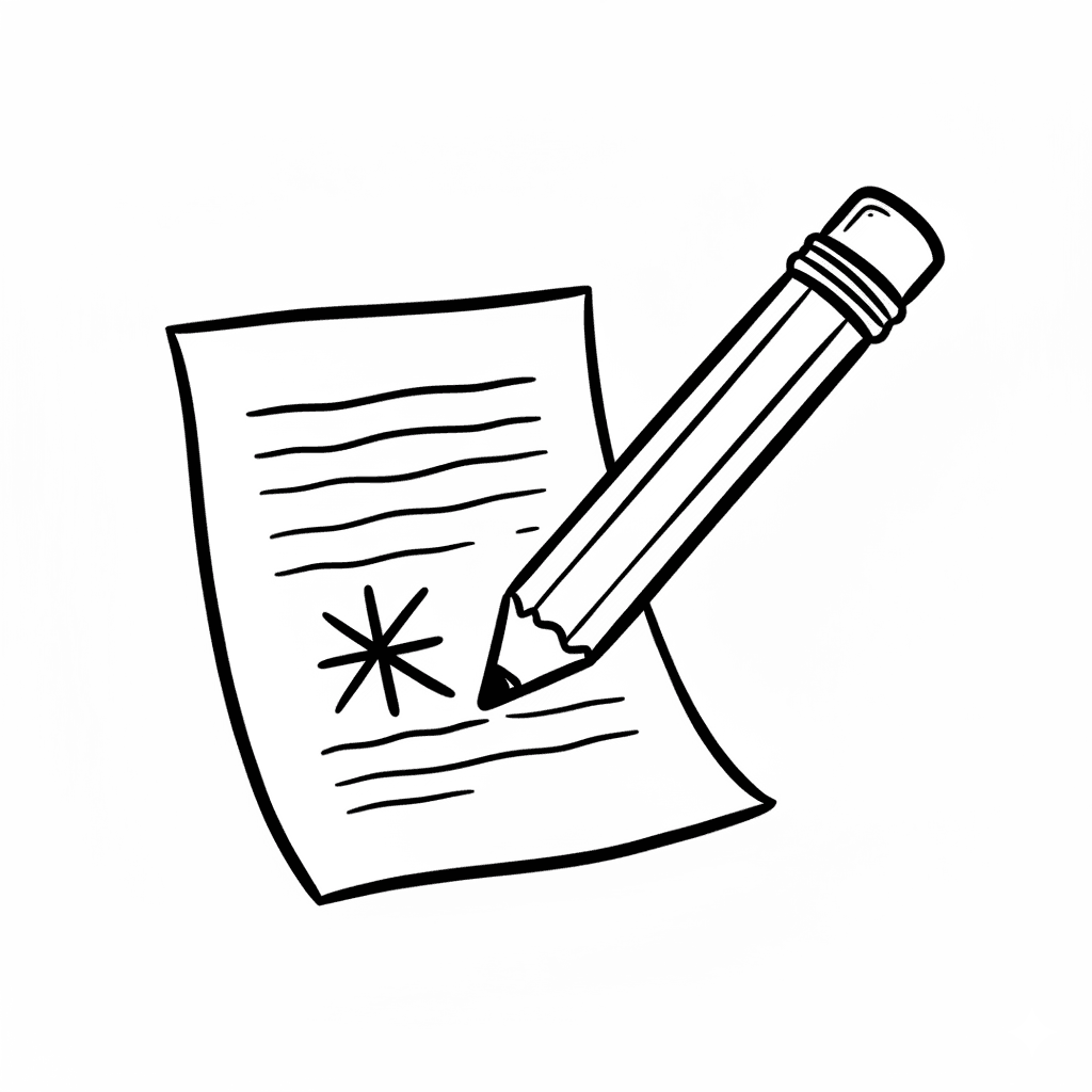 Doodle of paper and a pencil